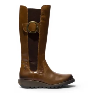 Fly London Damen-Stiefel mit beige Lederknielänge – SOIF361