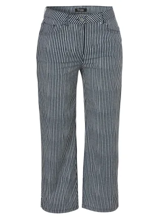 Frapp - Hose 7/8 gerades Bein Streifen navy/offwhite - Gr. - 44