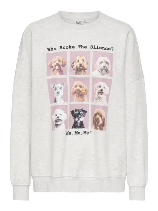 ONLY - ONLBILA L/S BEAR O-NECK SWT Light Grey Melange - Gr. - M