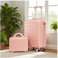 MODFU Kofferset ABS-Spinner-Trolleyset mit Zahlenschloss, 4 Rollen, (mit Kosmetiktasche, 2 tlg., S-M-Set)
