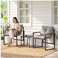 Outsunny Balkonset dicken Polstern Gartenmöbel, (Set, 3-tlg., 1 Tisch, 2 Stühle), 3-teiliges Garten-Bistro-Set