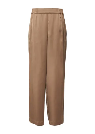 s.Oliver BLACK LABEL - Elegante Marlenehose mit weitem Bein und elastischem Bund braun - Gr. - 44