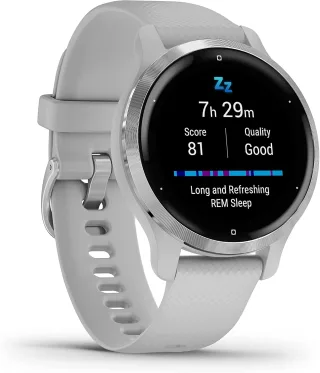 Garmin Venu 2S [inkl. Silikonarmband hellgrau] 40mm Kunststoffgehäuse silber