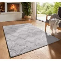 TaraCarpet Teppich TaraCarpet Homestyle 392 Shell, rechteckig, Höhe: 10 mm, Felloptik hoch-tief weich waschbar Düne grau 50x80