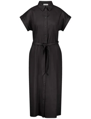 GERRY WEBER Collection - Langes Blusenkleid aus reinem Leinen schwarz - Gr. - 42