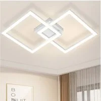 Nettlife LED Deckenleuchte Flur Wohnzimmer Schwarz moderne Kristall Deckenlampe 12/24W, LED fest integriert, Warmweiß, ohne Kristalle 24W 46.1*46.1*5.8cm für Wohnzimmer Flur Schlafzimmer