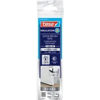 tesa Türbodendichtung INSULATION Premium Türdichtschiene für unebene Böden, (Packung, 1-St., Alu-Türdichtung - weiß - mit Bürstendichtung bis 15 mm), selbstklebende Alu-Türdichtung zum Schutz vor Zugluft