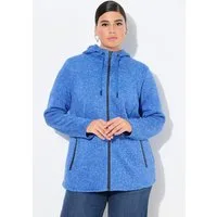 Ulla Popken Sweatjacke Strickfleece-Jacke Kapuze Reißverschlusstaschen