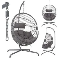 Arebos Hängesessel höhenverstellbar - für Indoor & Outdoor belastbar bis 130 kg, Freistehender Hängesessel im Rope-Design, 360° drehbar