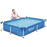 BESTWAY Framepool Steel Pro Frame Pool Swimmingpool rechteckig 221x150x43cm (56401)