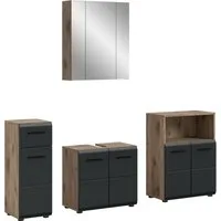welltime Badmöbel-Set FLORENZ, 4-teilige Badkombination, hochwertige MDF-Front, (Set, 4-St., Unterschrank, Waschbeckenunterschrank, Spiegelschrank, Midischrank), Bad-Kombination, Bad-Möbel, Badezimmer, Kombination, Kombi