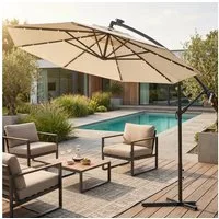 Swing&Harmonie Sonnenschirm mit LED Beleuchtung Luxus Ampelschirm 300 / 350cm, Garten Schirm inkl. Abdeckhaube