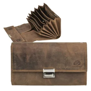 Kellnerportemonnaie Leder 6 Fächer Vintage antik braun | Greenburry Vintage 1785A