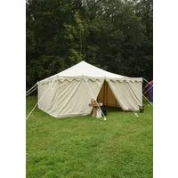 Battle Merchant Gruppenzelt Ritterzelt Herold, 5 x 5 m, 425 gsm, naturfarben
