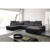 WERK2 Wohnlandschaft Cordoba 359 x 232 cm inkl. Bett modern und bequem, Struktur, U-Form, XXL, Schlaffunktion, Bettkasten