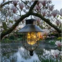 abc HOME LED-Hängeleuchte Laterne, LEDs, Solarpanel, Lichtsensor, LED fest integriert, warm-weiß