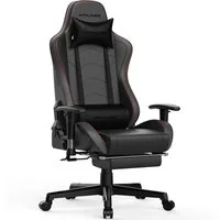 GTPLAYER Gaming-Stuhl Bürostuhl Gamer Stuhl mit Fußstützen Bluetooth Lautsprecher, Ergonomischer Musik Computerstuhl inkl. Lendenwirbel- und Nackenkissen