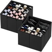 SpaceAid Schuhbox faltbare Schuh-Organizer (Körbe, Boxen mit verstellbaren Trennwänden, 2 St), Schuh-Organizer für 16–32 Paar