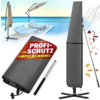 Kingsleeve Sonnenschirm-Schutzhülle, Ampelschirm mit Stab bis Ø 350 cm Wetterdicht Groß Sonnenschirm Grau