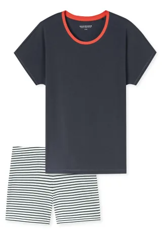 SCHIESSER - Schlafanzug kurz graphit - Gr. - 50