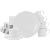 CreaTable Kaffeeservice BASE Weiß, Service 18-tlg. (18-tlg), 6 Personen, Porzellan, Klassisch, Zeitlos, Der Alleskönner