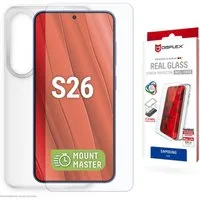 Displex Displayschutzglas Real Glass Screen Protector inkl. Case mit MountMaster für Samsung Galaxy S26, Displayschutzfolie, Schutzfolie, Bildschirmschutz, kratz- & stoßfest