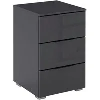 OTTO home Nachtkommode Nachttisch Nachtschrank Nachtkonsole AGORDO mit Glasfront (in zwei Griff-Farben, Breite 40 cm), mit 3 geräumigen Schubladen für viel Stauraum MADE IN GERMANY