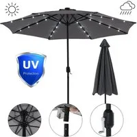 Feel2Home Sonnenschirm Sonnenschirm Marktschirm Ø3m LED Beleuchtung Strandschirm grau/beige, LxB: 300,00x300,00 cm, Stück, Premium-Sonnenschirm, LED-Beleuchtung