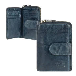 Portemonnaie Damen 10 Kartenfächer Münzfach Leder blau 9x13cm | Bear Design Ciro. Ein sicherer Organizer für Bargeld und Ausweise in kompaktem Format.