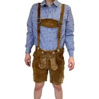 Dretaild Trachtenlederhose Herren Lederhose Tracht Kurz mit Hosenträgern