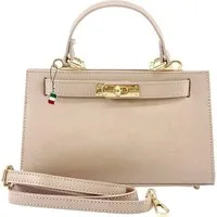 FLORENCE Umhängetasche Florence Umhängetasche Echtlederhandtasche (Umhängetasche), Damen Umhängetasche Leder, beige ca. 23cm x ca. 14cm