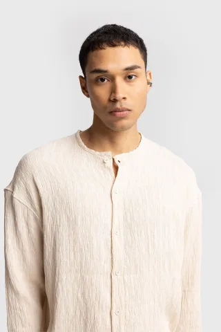 Texturiertes Langarm-Shirt mit Rundhalsausschnitt