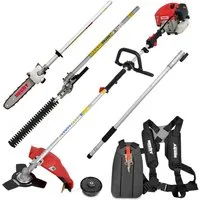 Hecht Benzin-Motorsense Freischneider Hochentaster Heckenschere Multitool 1352, 25,5 cm cm Arbeitsbreite Messer, 43 cm cm Arbeitsbreite Faden, 4-in-1, 1,97 PS, Tragegurt und Verlängerung