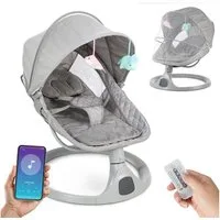 oyajia Babywippe Elektrische Komfort-Babywippe mit Fernbedienung, Musik Insektenschutz, mit Schwung in 5 Geschwindigkeiten, Moskitonetz,Fernbedienung max.9kg