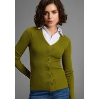 Laura Scott V-Ausschnitt-Pullover Feinstrickpullover mit spannendem Zopfmuster