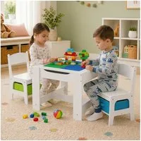 Baby Vivo Kindersitzgruppe multifunktionaler Tisch 2 Stühle aus Holz - Moritz