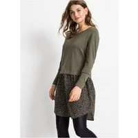 bonprix 2-in-1-Pullover im Materialmix, mit geblümten Rockansatz, bequem