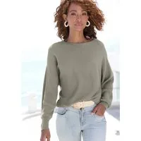 Vivance by Lascana Strickpullover mit U-Boot-Ausschnitt, Fledermausärmel, Streifenoptik, Oversize
