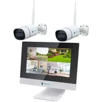 LUVISION Überwachungskamera LV-101+2 (Außen- und Innenbereich, 2-tlg., 8 Kanal WLAN Funk Video Überwachungssystem Komplett-Set 10,1" Monitor, PC Software & App, Cloud, Push Alarm, Nachtsicht, H.265 Komprimierung)