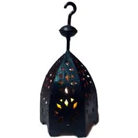 Marrakesch Orient & Mediterran Interior Kerzenlaterne Marokkanische Laterne Sliman handgefertigt aus Eisen in Schwarz 30 cm (1 St), Handarbeit
