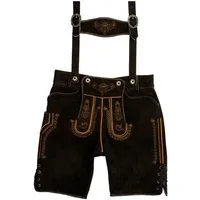Fuente Leather Wears Lederhose Herren Trachtenlederhose kurz Schwarz mit Träger