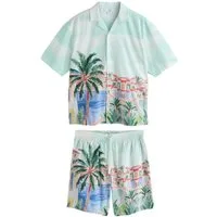 Next Shirt & Shorts Kurzarm-CoOrd-Schlafanzug mit Jacquardmuster (2-tlg)