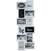 Levandeo® Bilderrahmen Collage, Bilderrahmen Weiß 12 Fotos 32x83cm Galerie Fotogalerie Collage
