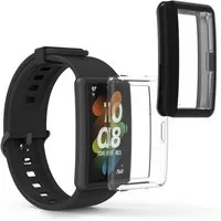 kwmobile 2x Silikon Hülle für HONOR Band 7 / Band 6 / Huawei Band 7 / Band 6 Smartwatch, 2-tlg., Schutzhülle Fullbody Display Cover Set aus Silikon