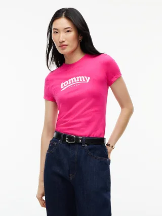 Tommy Jeans (PVH Group) - TJW SLIM ESS LOGO 1 SS TEE EXT Bright Cerise Pink - Gr. - S