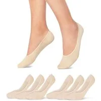 sockenkauf24 Füßlinge 6 Paar "Low Cut" Ballerina Socken Baumwolle Sneakersocken (Beige, 39-42) Schwarz Weiß Beige - 39960 WP