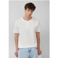 s.Oliver Kurzarmshirt T-Shirt Henley-Shirt mit Flammgarnstruktur