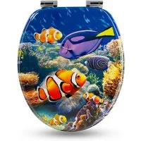 Sanfino WC-Sitz "Nemo" Premium Toilettendeckel mit Absenkautomatik aus Holz, mit schönem Maritim-Motiv, hohem Sitzkomfort, einfache Montage
