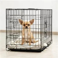Zooprinz Hunde-Transportbox faltbar aus Eisen mit Bodenschale, für kleine, mittelgroße & große Hunde, Tragegriff