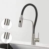ZMH Küchenarmatur Wasserhahn Schwarz - Armatur mit Brause 360°Schwenkbarer Küche (Set, 1-St., 46.5CM Spülarmatur Schwarz Mischbatterie) Herausziehbare Brause, Flexibler Design